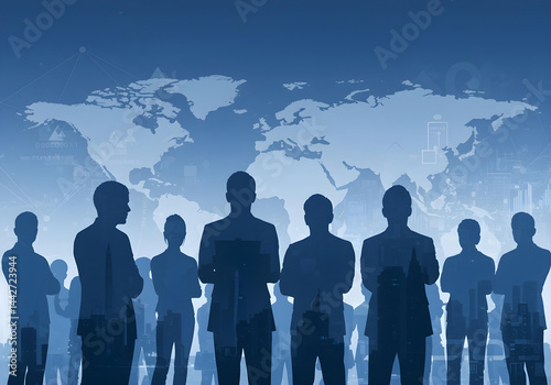 business people with world map