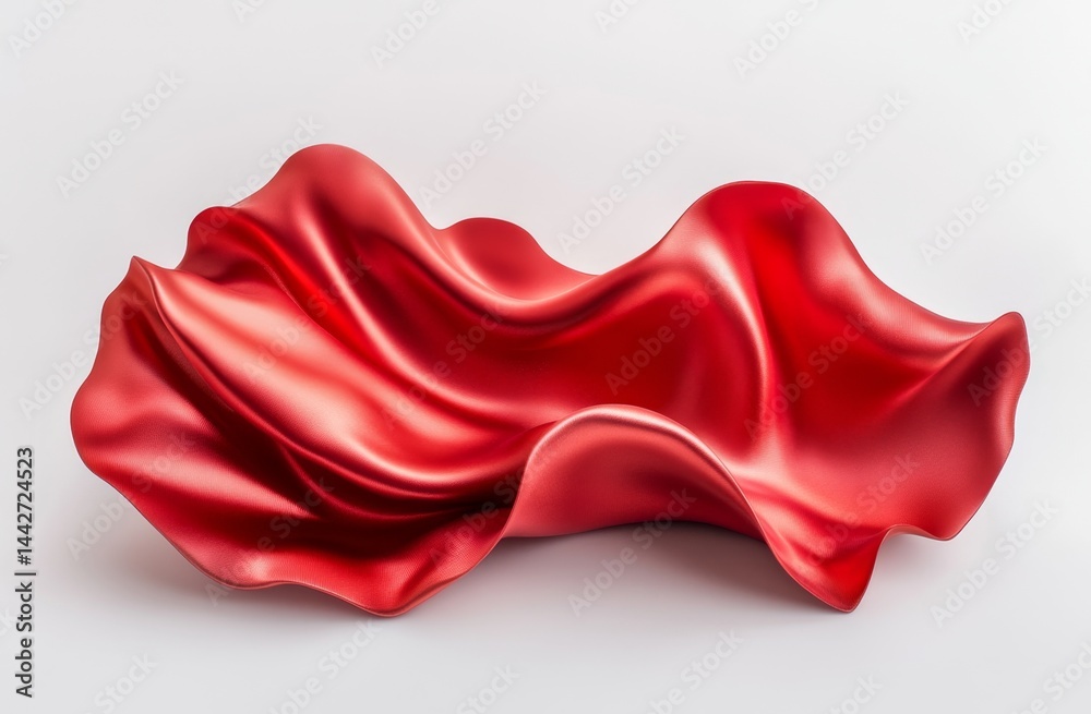 Fototapeta premium Red fabric draped in flowing curves