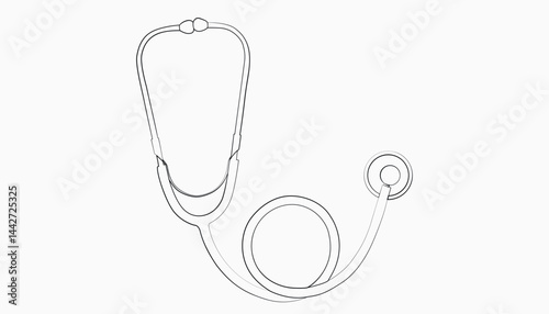 Line art illustration of a stethoscope. Perfect for medical, healthcare, and hospital-related designs. Ideal for educational materials, infographics, and digital or print media.
