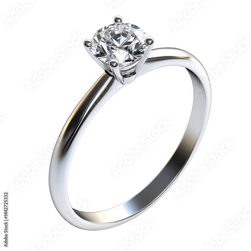 A lustrous, bezel-set, solitaire diamond ring, displayed against a dark background. photo