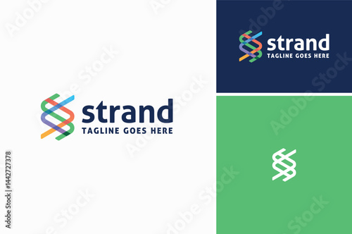 Colorful Lines of Cable Strand Knot with Initial letter S Spiral logo design