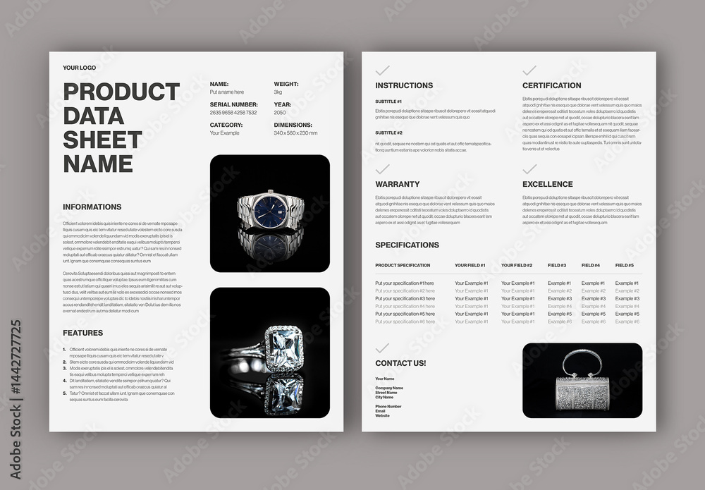 Product Data Sheet Layout Stock Template | Adobe Stock