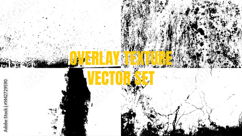 Vector set of illustration featuring various grunge overlay textures, ideal for creative designs, backgrounds, and artistic projects. It adds an authentic, raw, and textured look.
