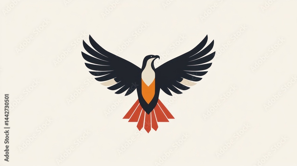 Fototapeta premium Eagle in Flight, Abstract Art, Minimal Design