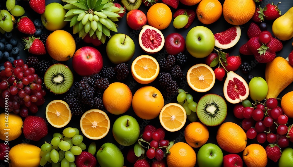 A vibrant and colorful mix of fruits A vibrant and colorful mix of fruits