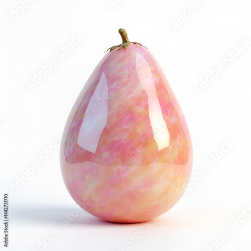 Fresh, ripe pear halves and a red apple slice isolated on white for a healthy fruit diet