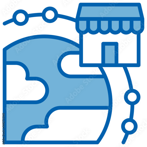 Oligopoly Blue White Icon