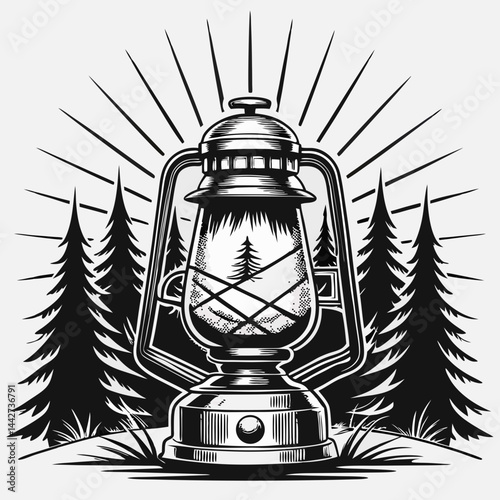 vintage lantern vector