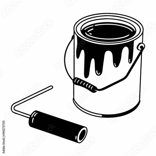 paint can with brush