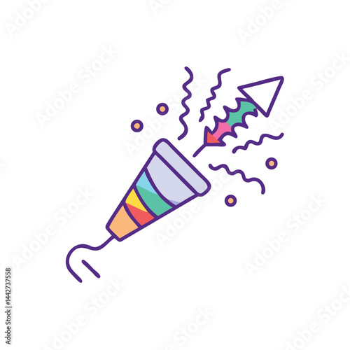 party popper confetti celebration on white background for web and graphic design