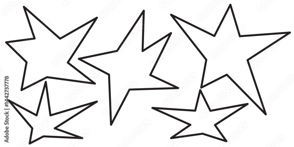 Set of trendy irregular black stars. Simple funky groovy abstract shapes. Set of trendy irregular black stars. Simple funky groovy abstract shapes.