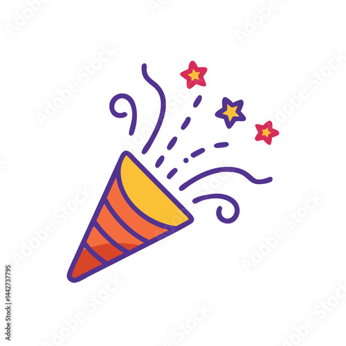 party popper confetti celebration on white background for web and graphic design