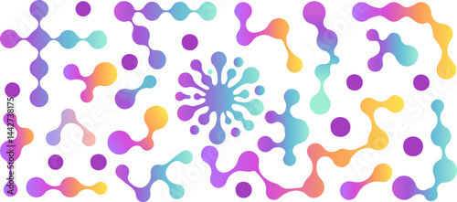 Morphing gradient blob dot set.Connected meta circles for abstract patterns, stickers, badges, posters, and web projects.