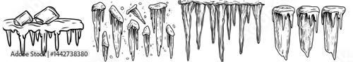 The thawing of snow gives rise to breathtaking icicles suspended from the roof, crafting a quaint winter wonderland replete with crystalline beauty and the quintessence of the cold season