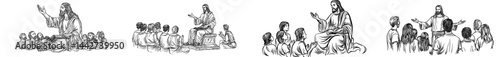 An illustration in silhouette form depicts a speaker addressing an audience