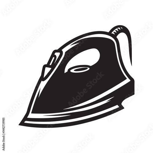 Iron Silhouette Vector Illustration, Solid White Background.