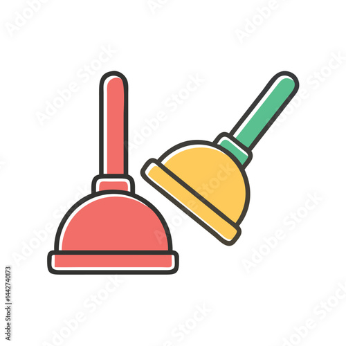 plunger on white background for web and graphic design