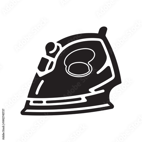 Iron Silhouette Vector Illustration, Solid White Background.