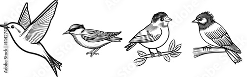 Wallpaper Mural Icon depicting a basic black shape of a bird sitting on a branch Torontodigital.ca