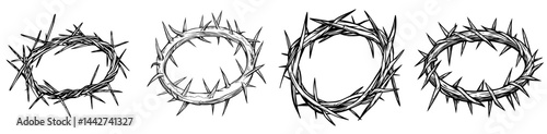 A dark outline of a thorny crown represents suffering and sacrifice