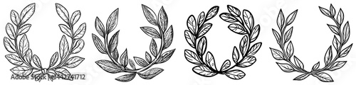 A black silhouette of a laurel wreath represents victory and achievement
