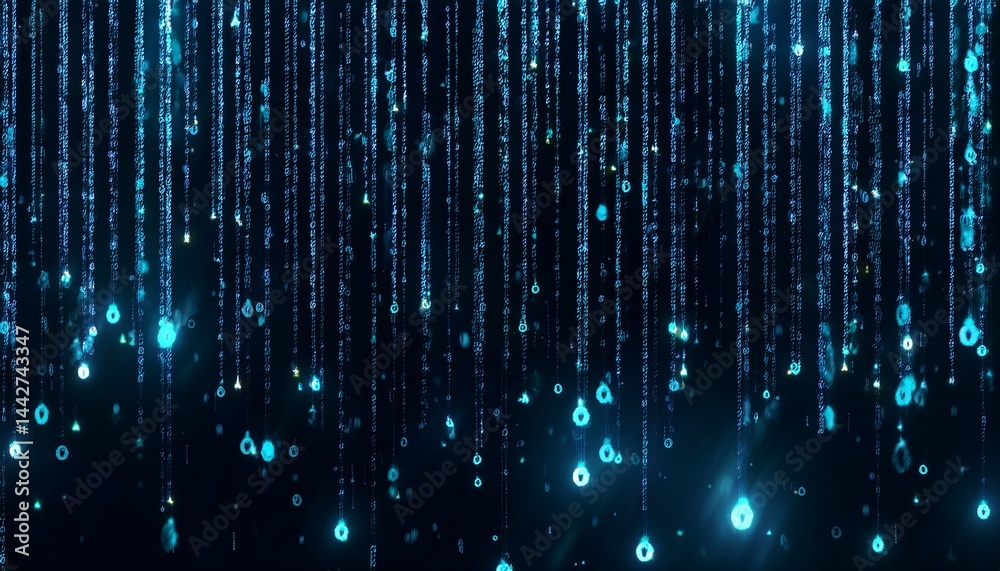 Glowing Blue Digital Rain, Abstract Data Streams, Futuristic Background Glowing Blue Digital Rain, Abstract Data Streams, Futuristic Background
