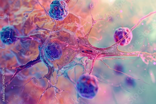 lymphocytes under microscope, highly detailed biological textures