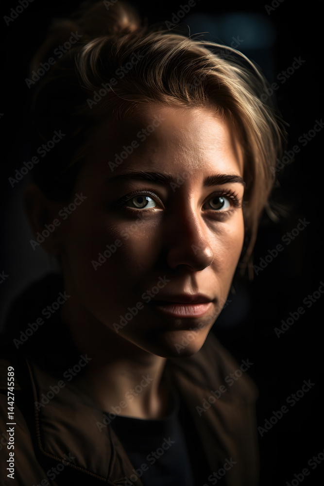 Close-up portrait of a woman with dramatic lighting
Close-up portrait of a woman with dramatic lighting