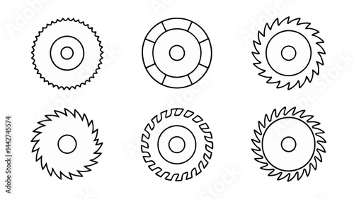 circular saw blade line art vector