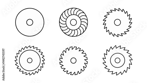 circular saw blade line art vector