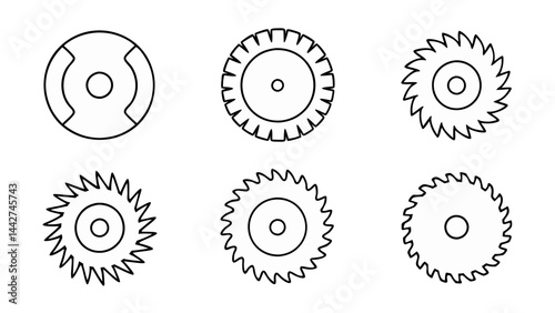 circular saw blade line art vector