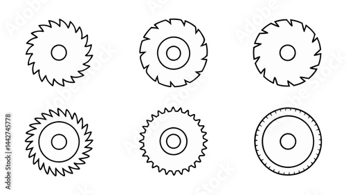 circular saw blade line art vector