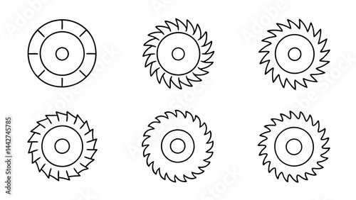 circular saw blade line art vector