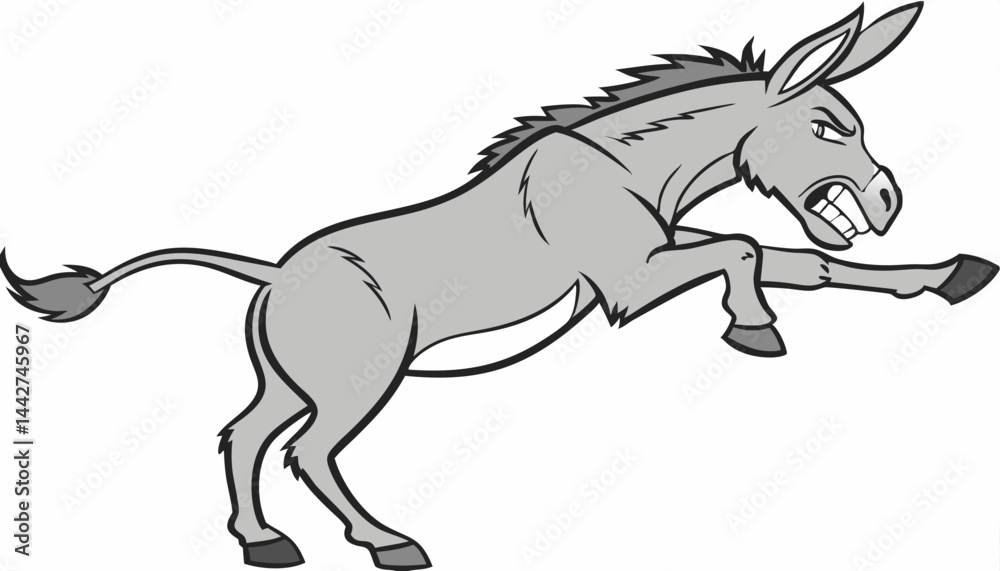 Obraz premium Angry donkey kick. Vector clip art illustration with simple gradients. All in a single layer. 