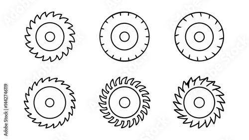 circular saw blade line art vector