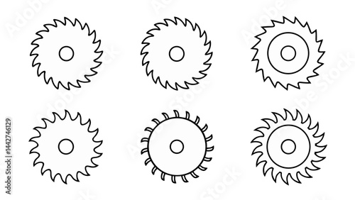 circular saw blade line art vector