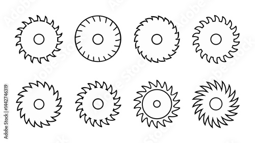 circular saw blade line art vector