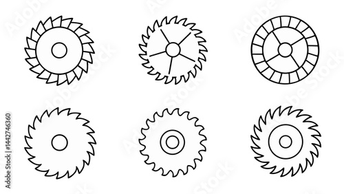 circular saw blade line art vector