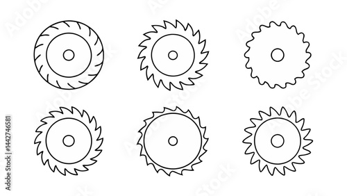 circular saw blade line art vector