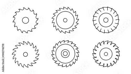 circular saw blade line art vector