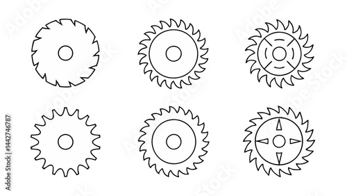 circular saw blade line art vector