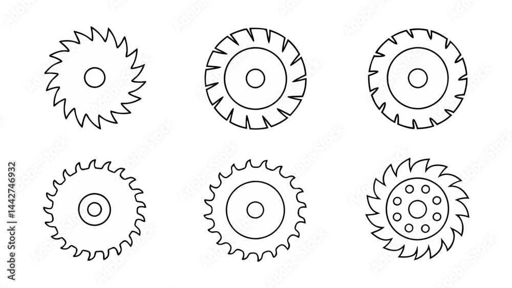 circular saw blade line art vector