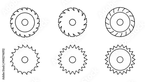 circular saw blade line art vector