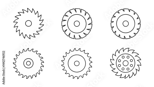 circular saw blade line art vector