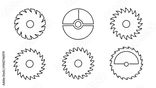 circular saw blade line art vector