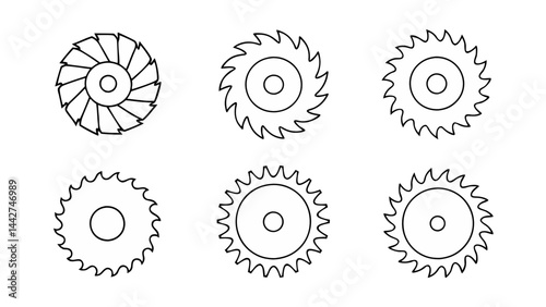 circular saw blade line art vector