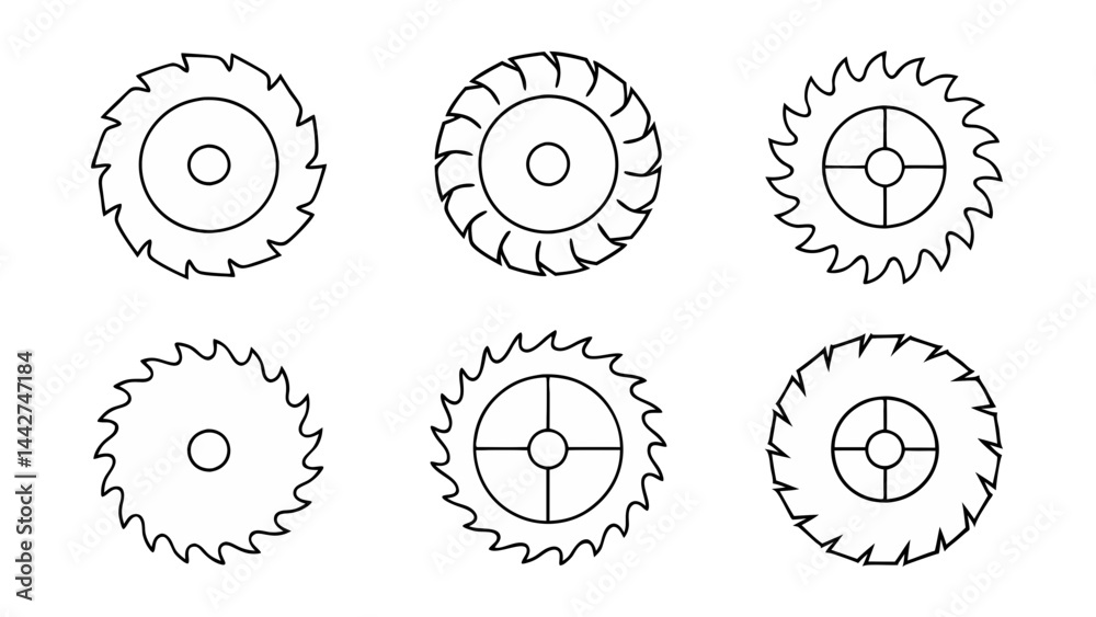 circular saw blade line art vector