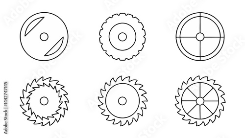 circular saw blade line art vector