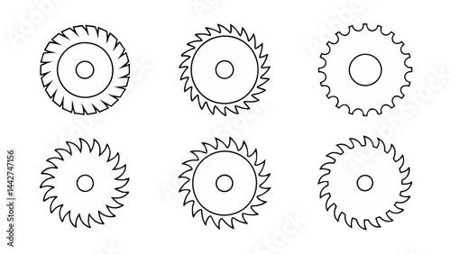 circular saw blade line art vector