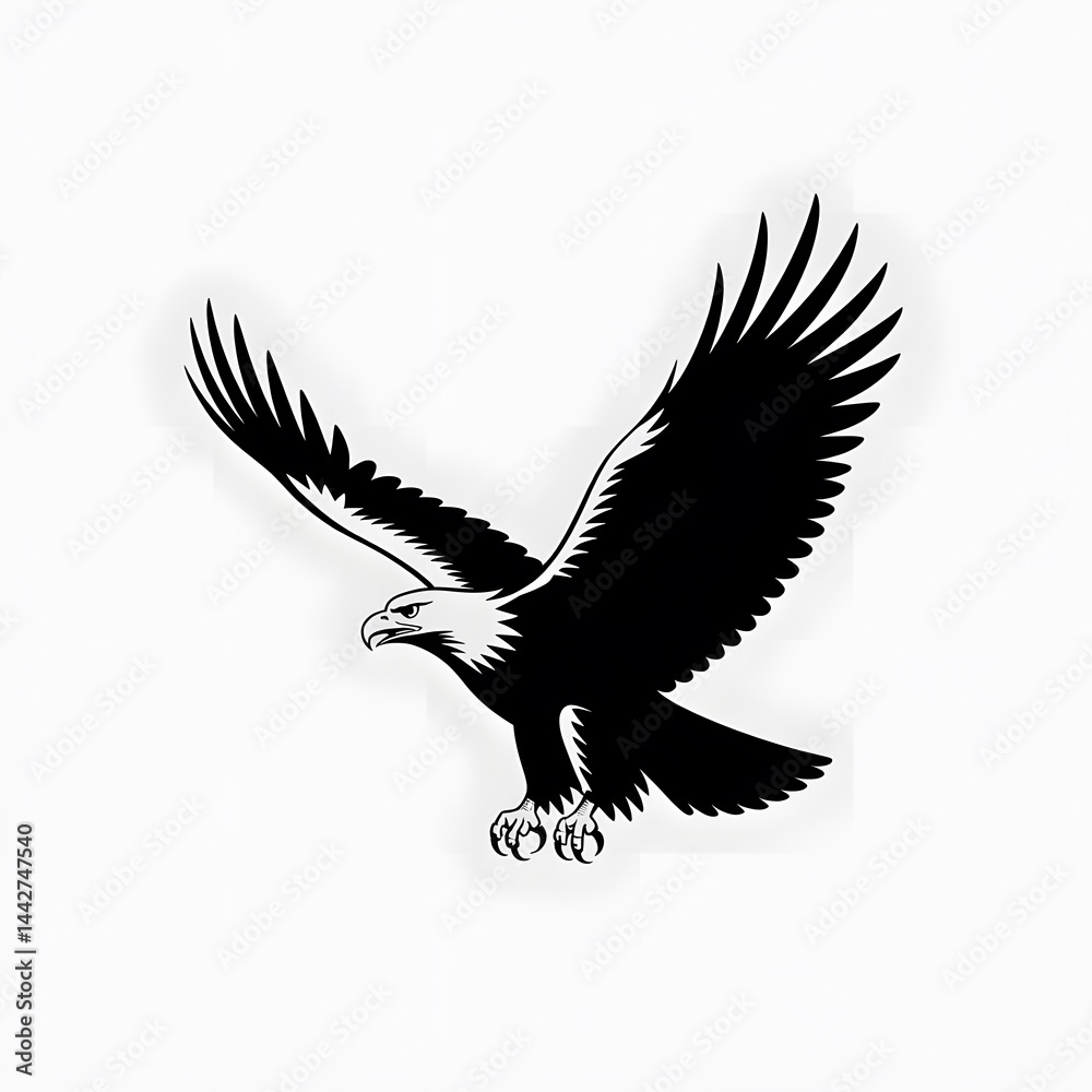 Obraz premium Majestic eagle soaring high nature's majesty graphic art isolated background dynamic perspective